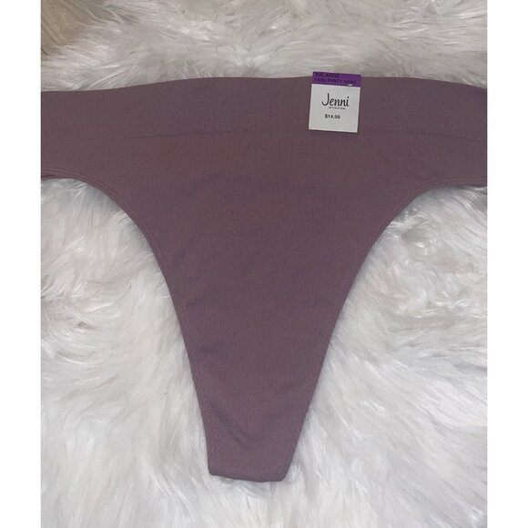 Jenni Womens Seamless Ribbed Hi-Cut Thong Panties XXL 2XL XXLarge Purple - Picture 2 of 4